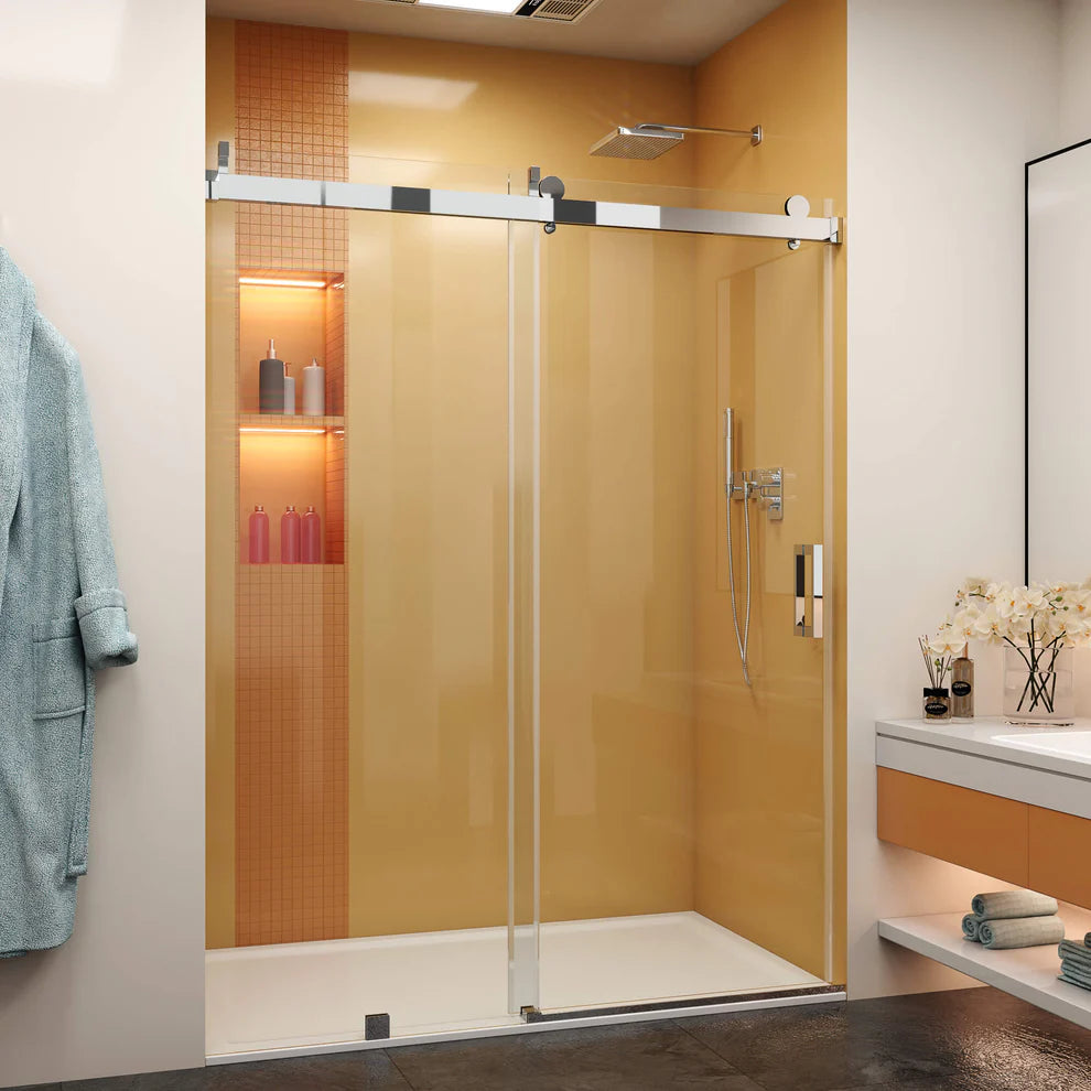 MCOCOD SS08 Soft-Closing Single Sliding Frameless Glass Shower Door 