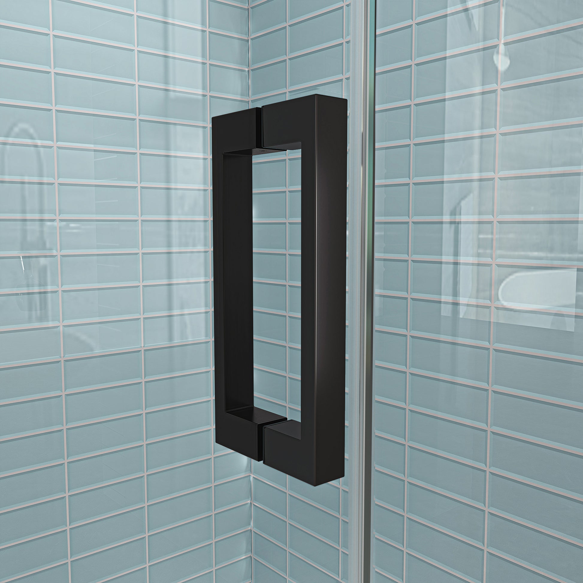 MCOCOD Shower Door Pull Handles with Back To Back Square in Matte Black H06-02