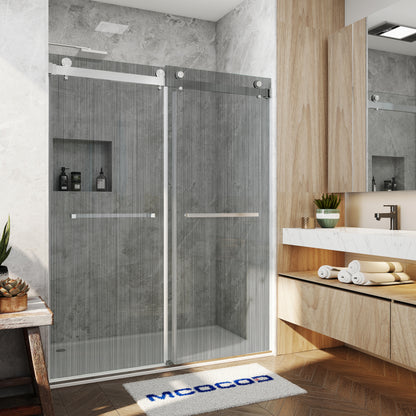 Double sliding shower door patterned glass-DS01