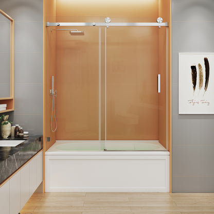 MCOCOD SS05 Single Sliding Frameless Shower Door, available in Brushed Nickel