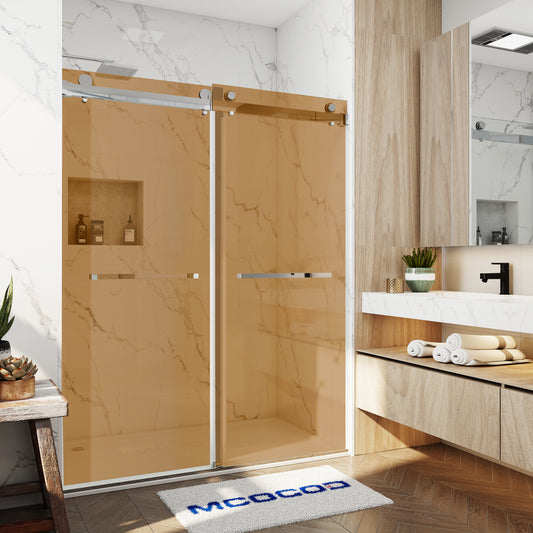 MCOCOD DS01 Double Sliding Shower Door with Brown Pattern