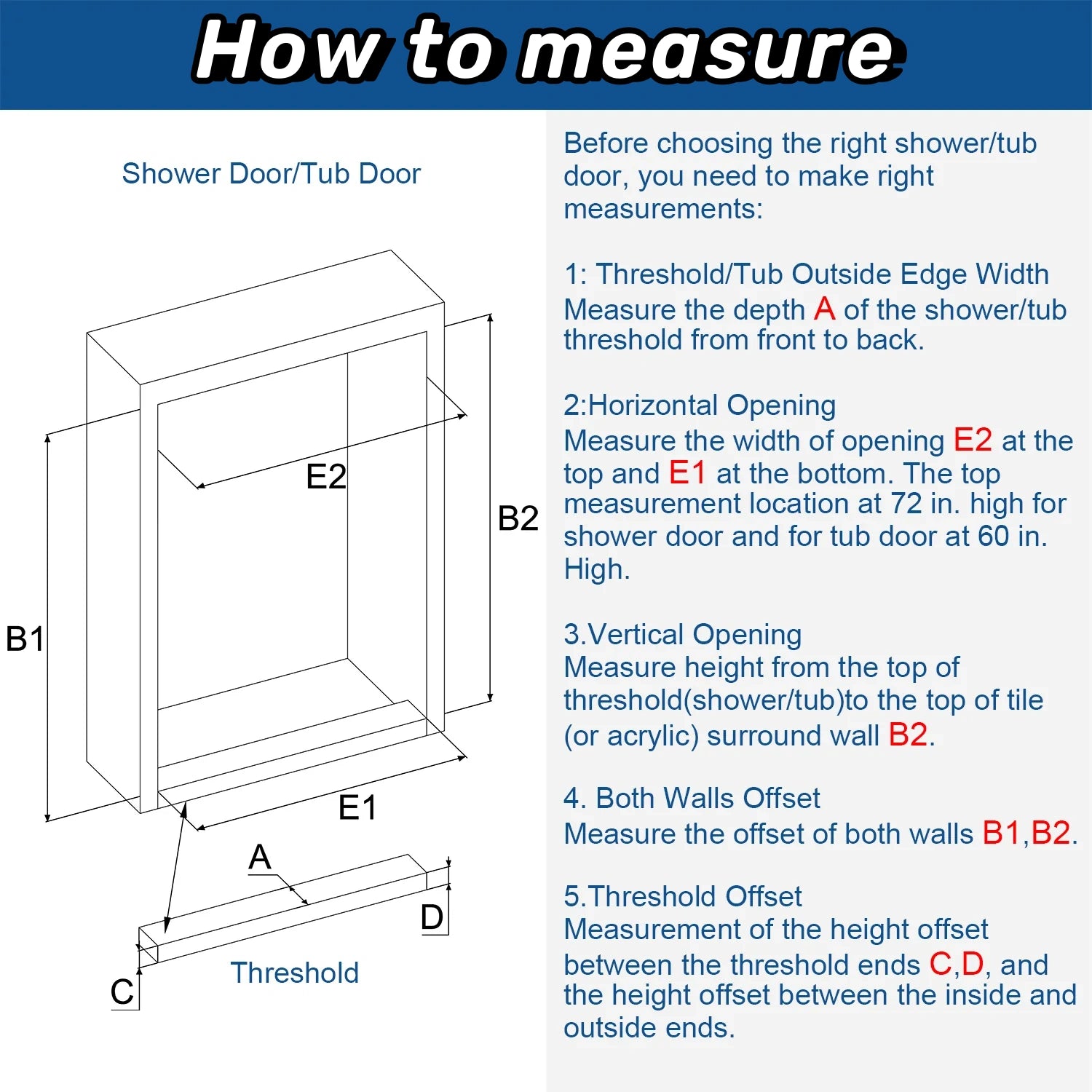 How To Measure MCOCOD SS13 Soft-Closing Single Sliding Frameless Shower Door