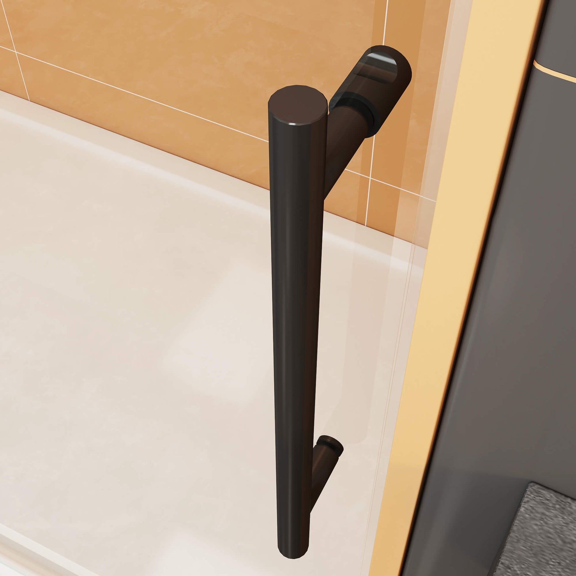 MCOCOD SS12 Soft-Closing Single Sliding Frameless Shower Door with 2 convenient towel bars