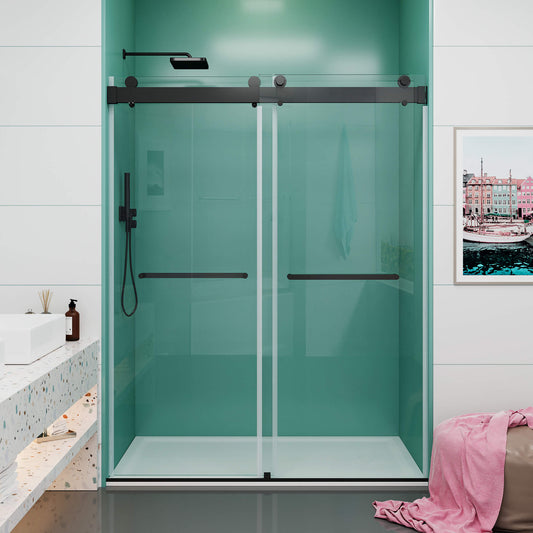 MCOCOD DS13 Soft-Closing Double Sliding Shower Door in Matte Black