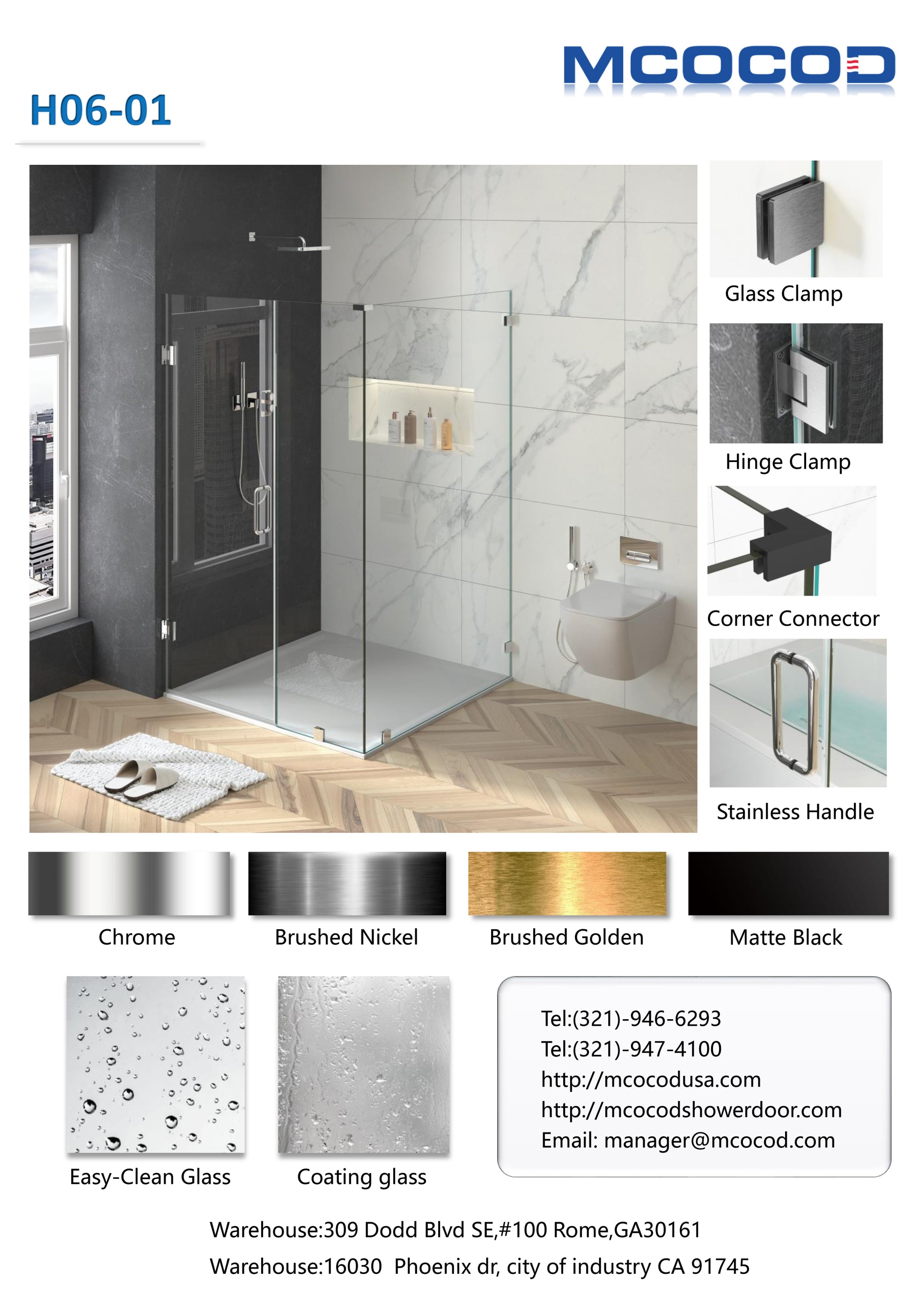 Customize Frameless Rectangle Shower Enclosure - H06-01 - MCOCOD