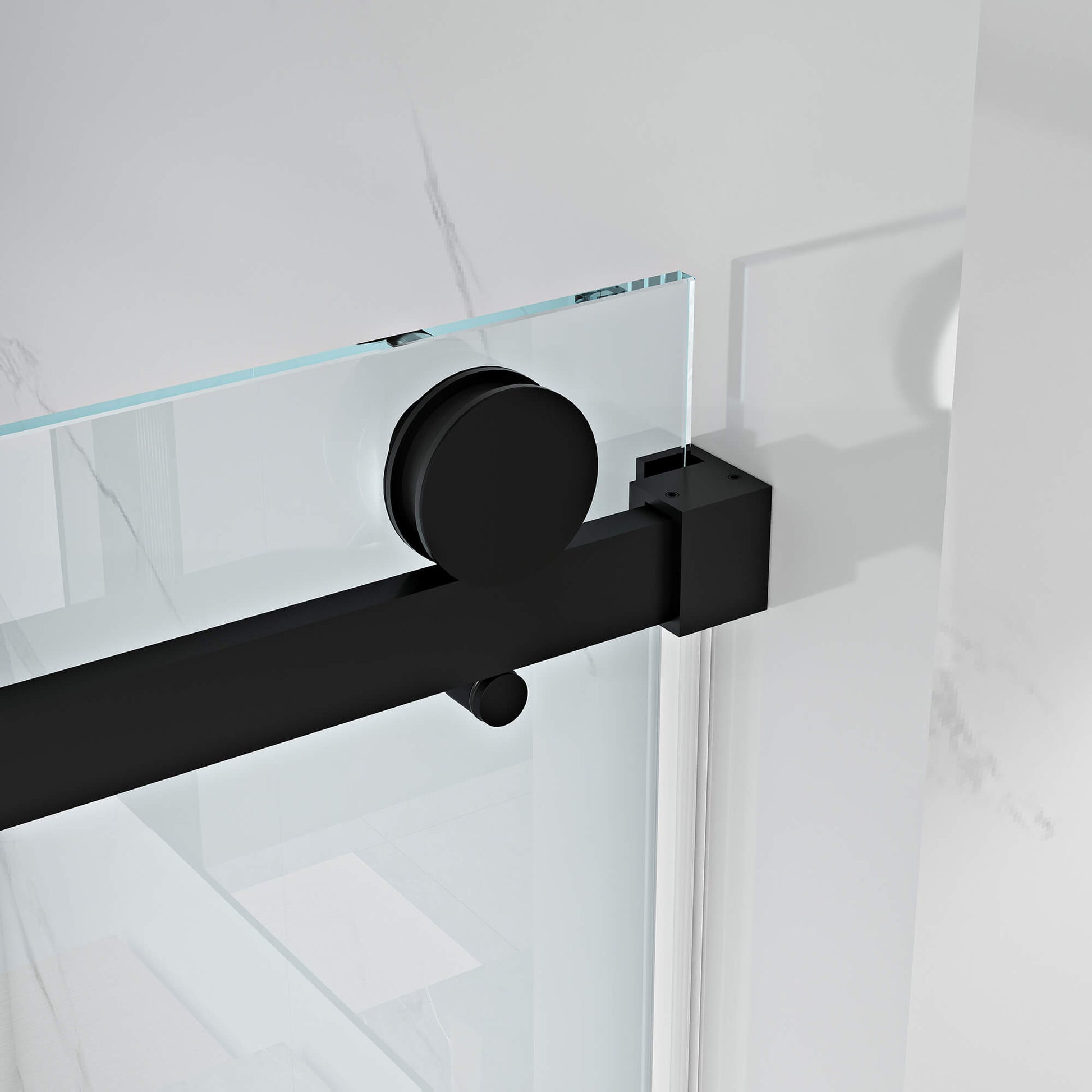 MCOCOD SS05 Single Sliding Frameless Shower Door with Matte Black 2-3/4 in Roller
