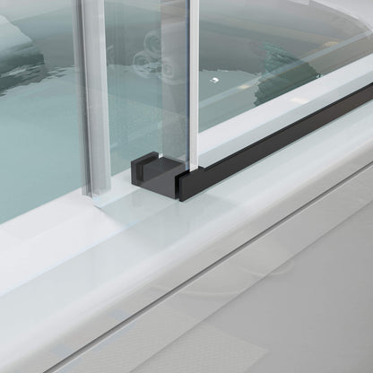 MCOCOD SS05 Single Sliding Frameless Shower Door, with Matte Black Anti-Splash Threshold