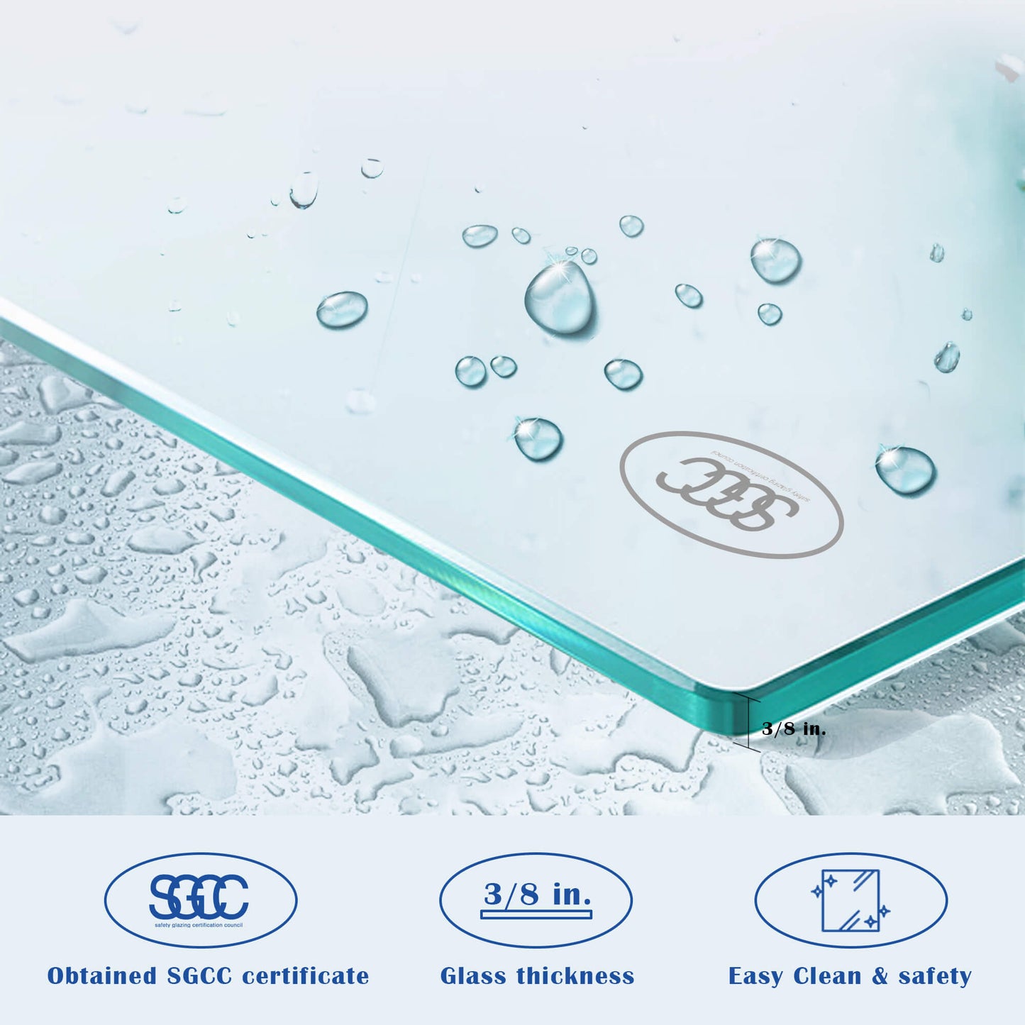 MCOCOD SS05 Single Sliding Frameless Shower Door, Easy Clean & Safety, SGCC Tempered Glass, 3/8 in. Glass Thickness